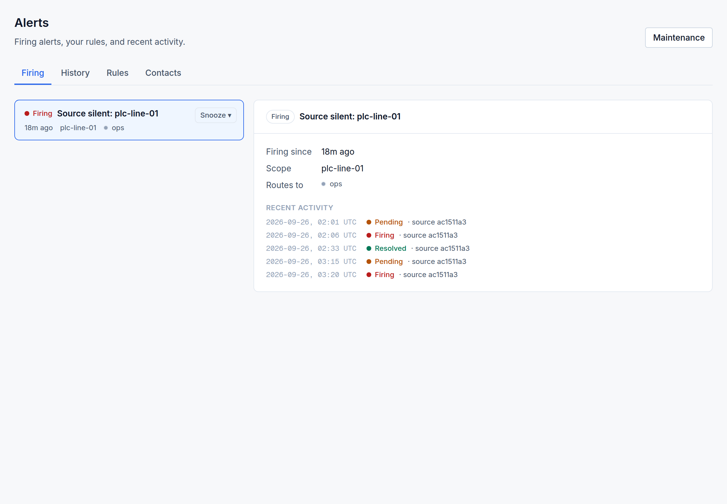 An alert rule in the portal with its email channel and the delivery it made